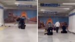 Jóvenes se enfrentan a policías en Metro Revolución