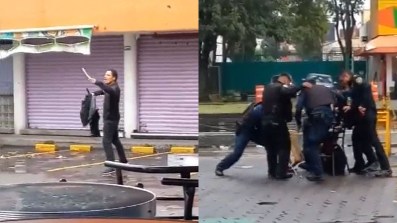 Hombre intenta apuñalar a policías en Tlalpan, CDMX Hombre intenta apuñalar a policías en Tlalpan, CDMX