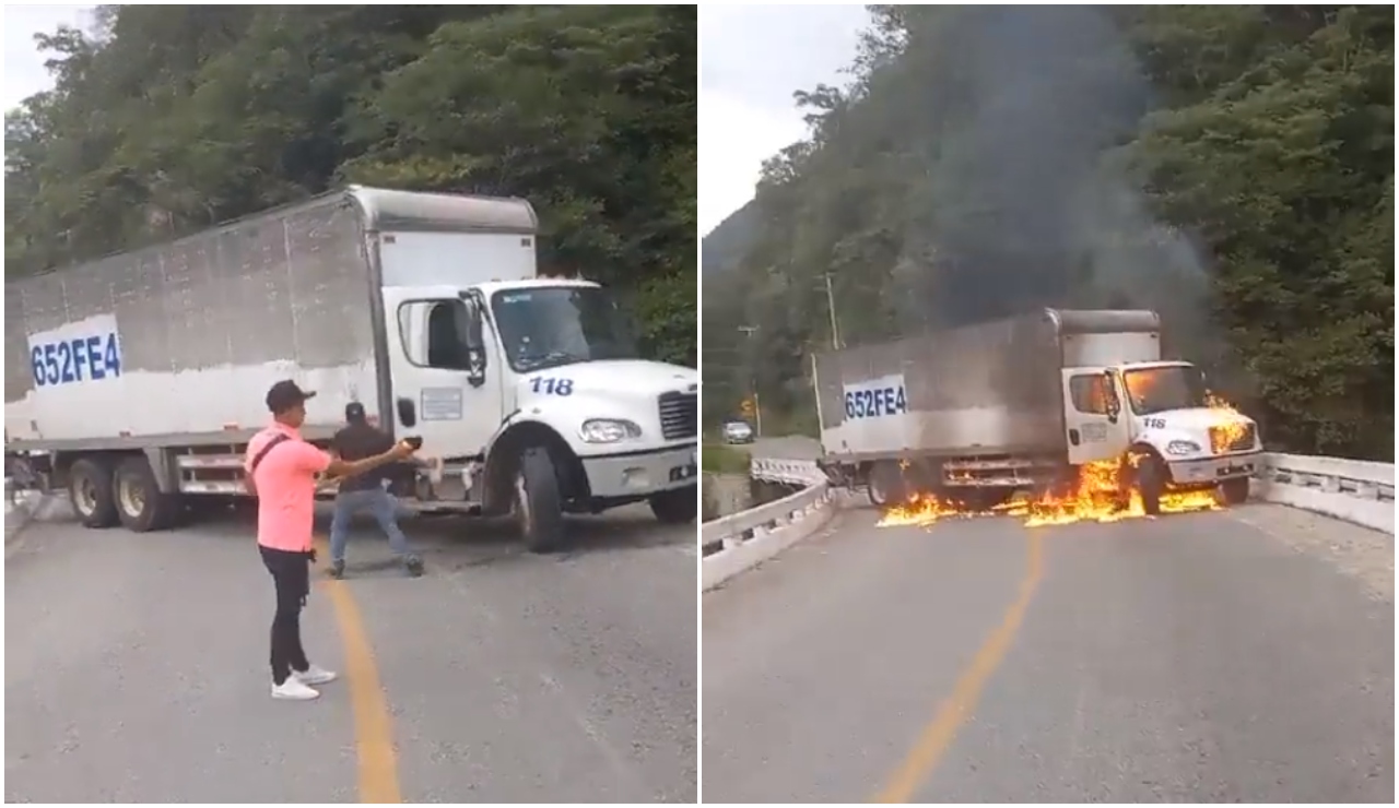 Incendian tráiler para exigir liberación de la maestra Berni, desaparecida en Chiapas Incendian tráiler para exigir liberación de la maestra Berni, desaparecida en Chiapas