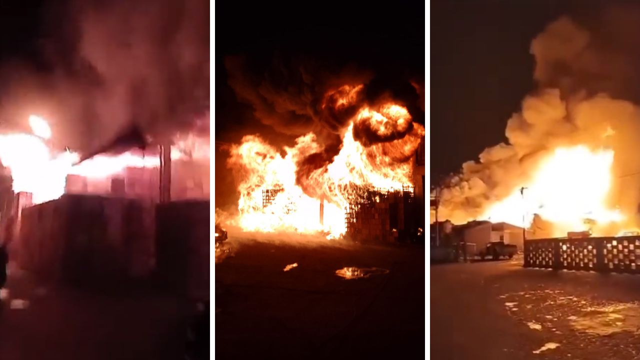 Fuerte incendio sacude Central de Abasto de Toluca