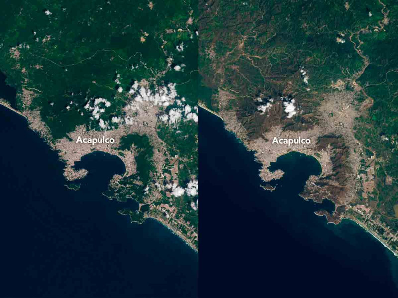 La NASA revela imágenes del antes y después del paso del huracán Otis por Acapulco La NASA revela imágenes del antes y después del paso del huracán Otis por Acapulco