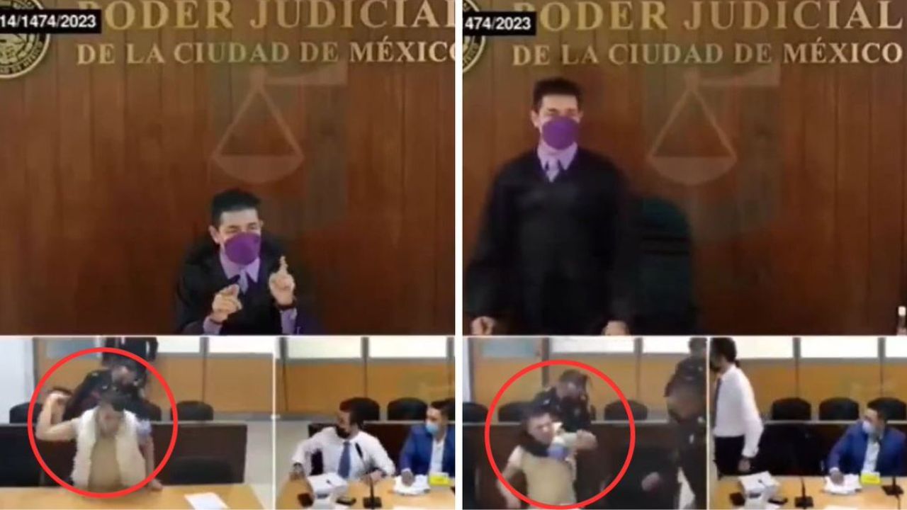 Sujeto pierde el control y agrede a juez en plena audiencia Sujeto pierde el control y agrede a juez en plena audiencia