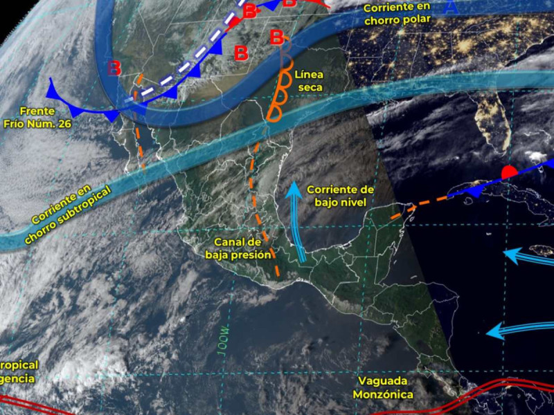 Se esperan hasta 5 °C por frente frio 26 en varios estados Se esperan hasta 5 °C por frente frio 26 en varios estados