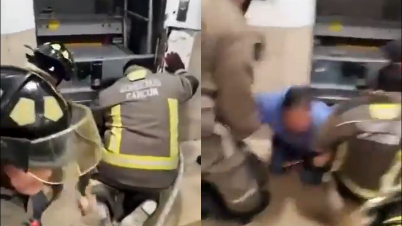 Rescatan a trabajador del IMSS tras quedar atrapado en elevador en Cancún Rescatan a trabajador del IMSS tras quedar atrapado en elevador en Cancún
