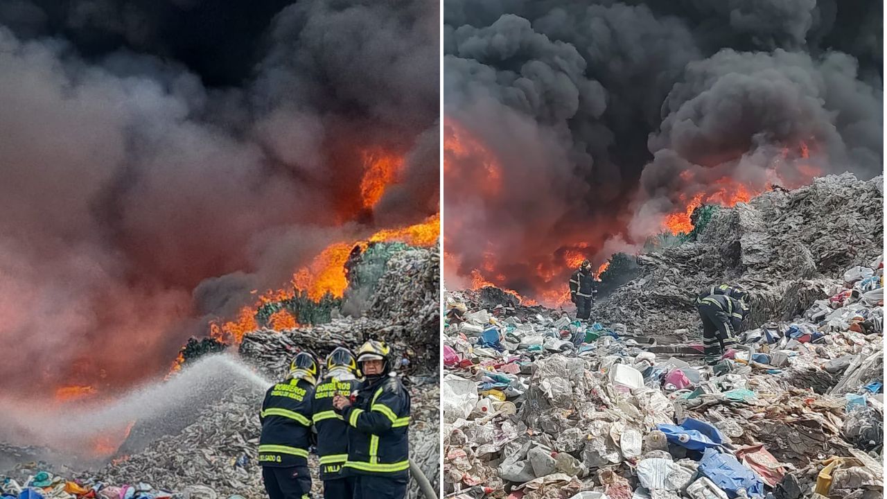 Fuerte incendio consume recicladora de pet en Valle de Chalco Fuerte incendio consume recicladora de pet en Valle de Chalco