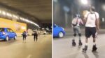 Patinadores invaden el bajo puente de Mixcoac y casi provocan tragedia