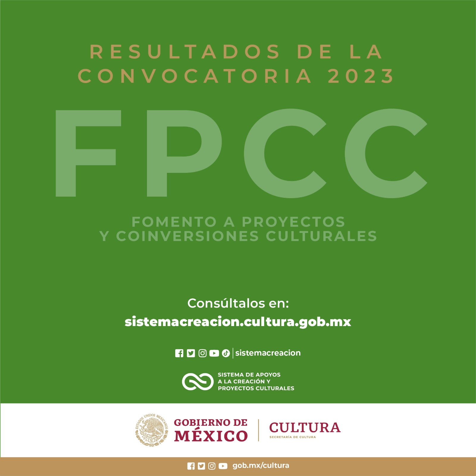 El Sistema Creación publica los resultados de la convocatoria Fomento a Proyectos y Coinversiones Culturales 2023 El Sistema Creación publica los resultados de la convocatoria Fomento a Proyectos y Coinversiones Culturales 2023