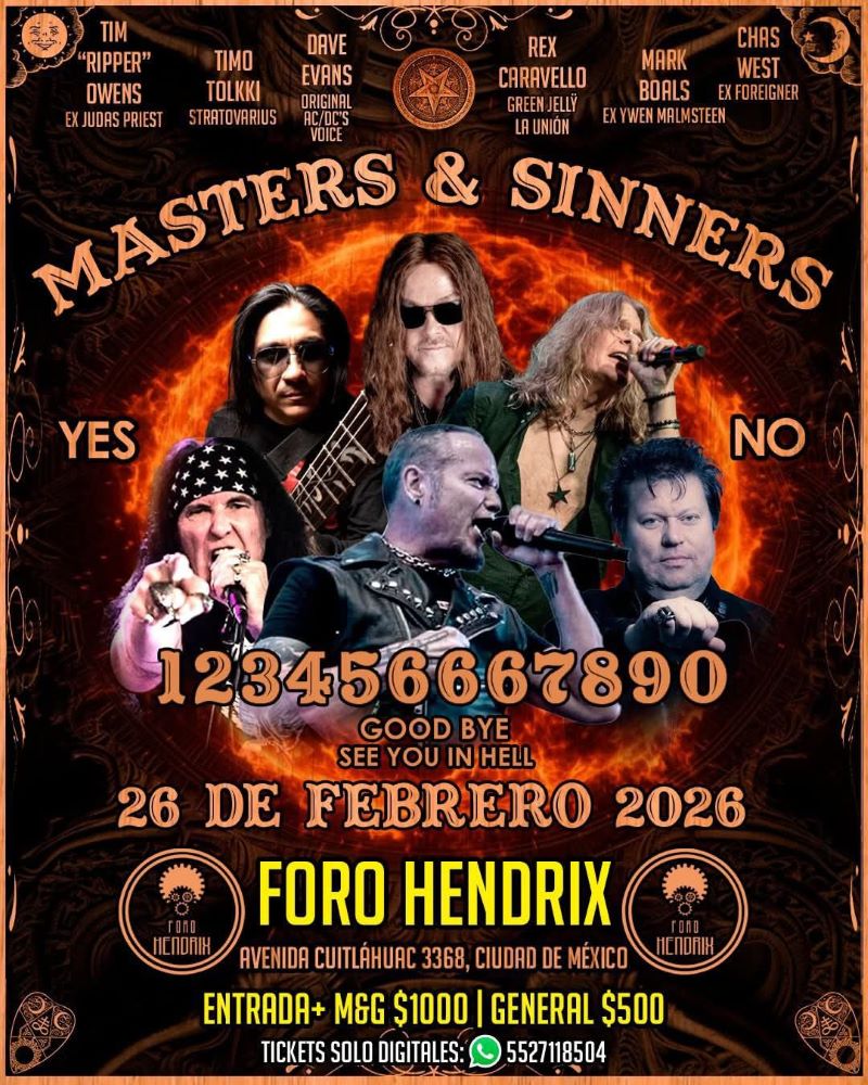 Masters And Sinners: Leyendas vivas del metal mundial se reúnen en formato íntimo en Foro Hendrix