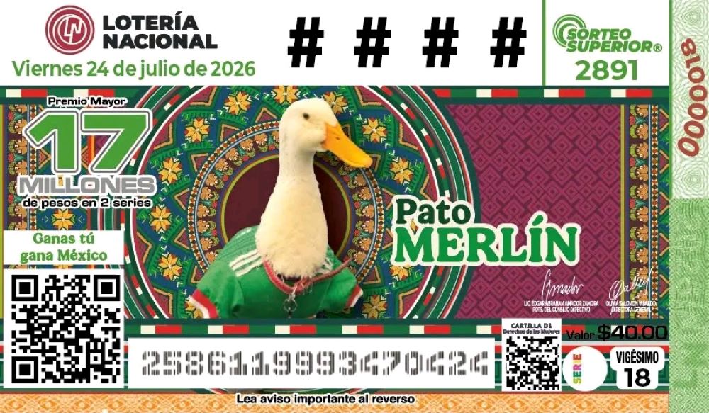 Pato Merlín ya tiene su billete conmemorativo de la Lotería Nacional Pato Merlín ya tiene su billete conmemorativo de la Lotería Nacional