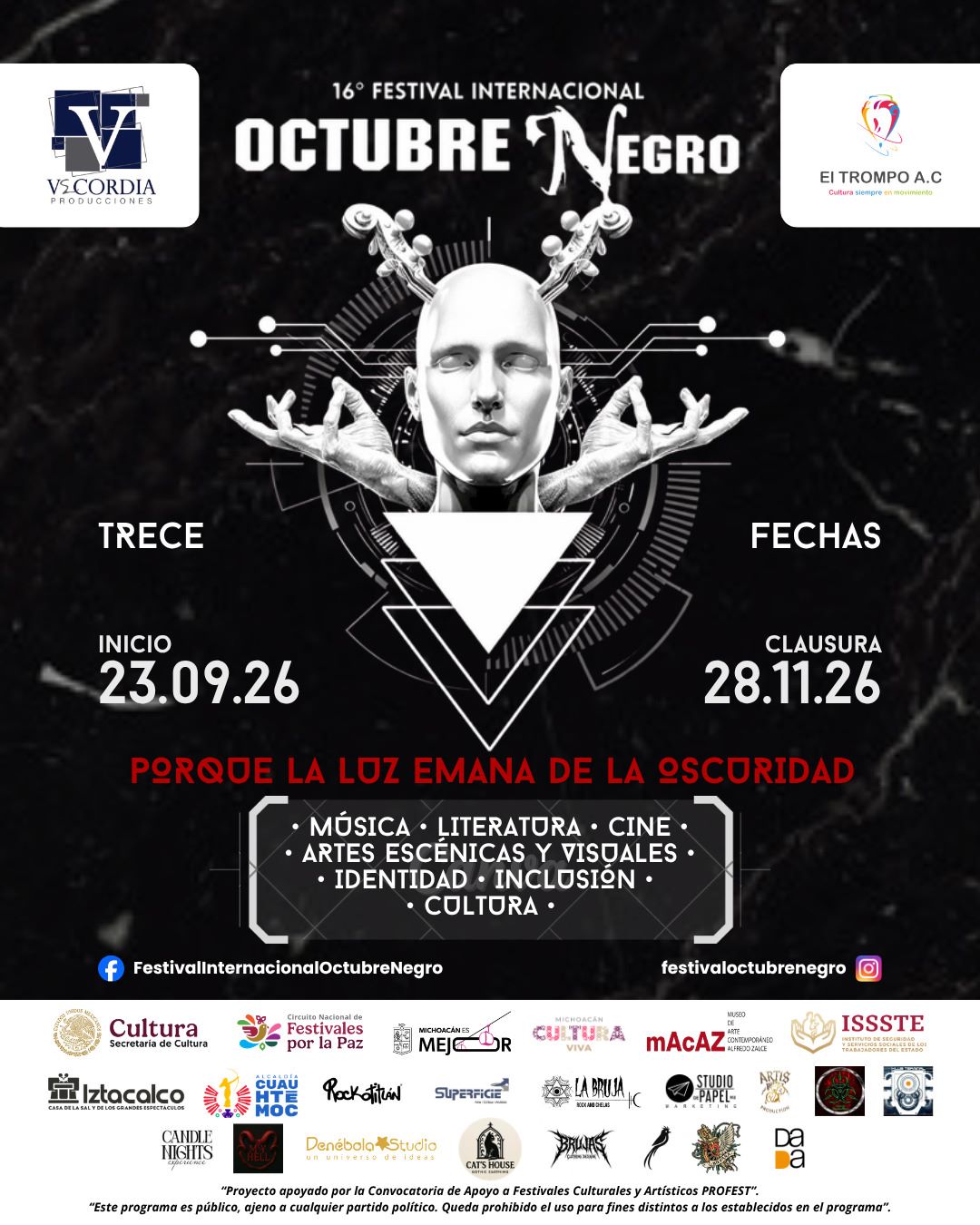 El 16° Festival Internacional Octubre Negro anuncia su monumental programación 2026