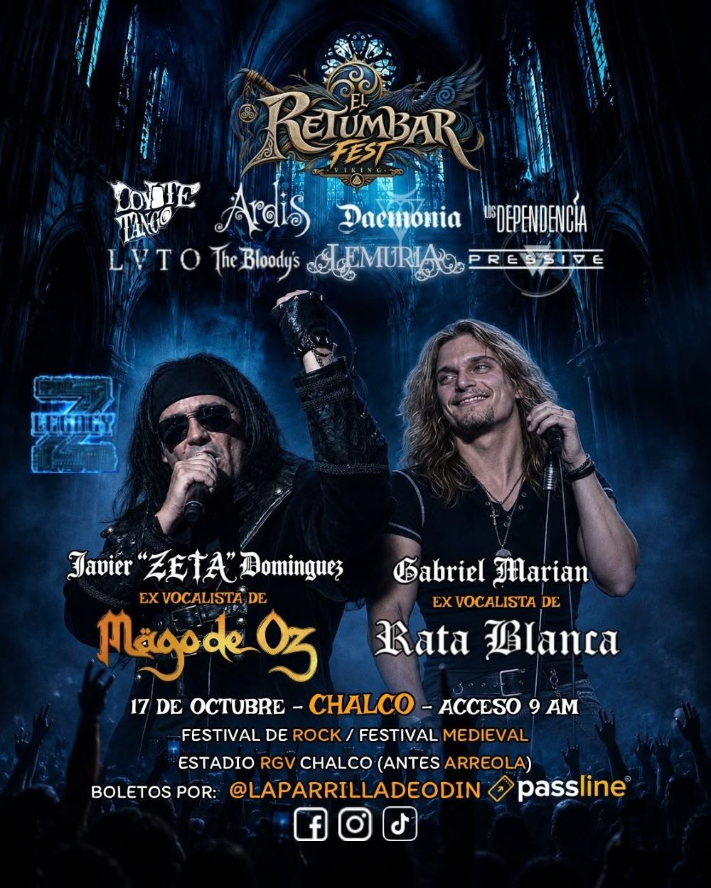 El fin de semana llegan a Chalco Javier “Zeta” Domínguez, exvocalista de Mägo de Oz, y Gabriel Marián, exRata Blanca, para el Retumbar Fest